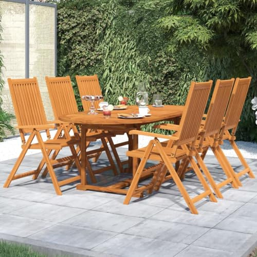 KTHLBRH Outdoor Lounge Garten möbel draußen Balkon Tisch und stühle 7-TLG. Garten-Essgruppe Massivholz Akazie