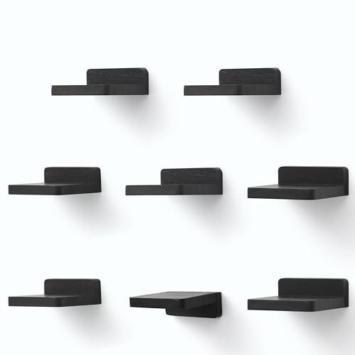 PHOENANCEE kleine schwebende Regale für Wand, 8er-Set, quadratisches Holzregal, hängende Mini-Regaldekoration für Schlafzimmer, Wohnzimmer, 10.2cmX10.2X4cm(Schwarz)