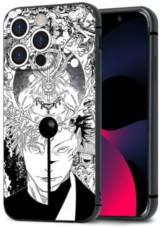 HWLHJJ Satoru Gojo and Sukuna JJK Anime Character Case - Black Silicone TPU Manga Mobile Phone Case for iPhone XR