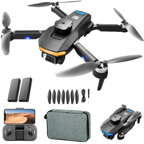 Drone SKY66 Pieghevole Evitamento Ostacoli 4 Motori Brushless 2 Batterie 2 Telecamera FPV WiFi APP con Borsa per Principianti e Ragazzi
