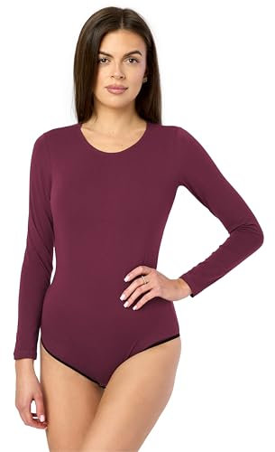 Merry Style Damen Langarm Body MS-114 (Weinrot, XXL)