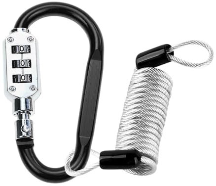 Avejjbaey Carabiner Clip and Combination Lock Heavy Duty Combo Lock Anti-Theft Carabiner Air Key Chain D Ring Hook