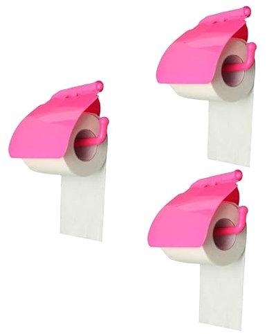 CAXUSD 3Er-Box rosa Lametta-Vorhang Bad Spender taschentuchhalter Stuhlhussen rund Zubehör Miniatur-Puppenhaus-Gläser toilettenpapier Box toilettenpapierbox plasure plastikenten Rosy