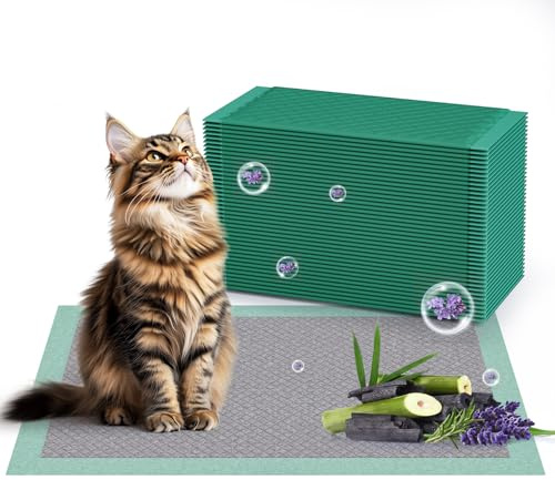 Gardner Pet Katzenstreu-Pads 43 x 29 cm, 40 Stück auslaufsicher Kätzchen-Trainingspads, Katzentoilette, Urinier-Pads mit super saugfähiger Oberfläche und Aktivkohle für Haustiere, Lavendelduft