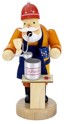 Kaladia Räuchermännchen Glühweinverkäufer aus Holz – handbemalte Räucherfigur für Räucherkerzen Größe M (Standard) - Größe: ca. 14 cm - Dekoration für die Weihnachts- & Adventzeit