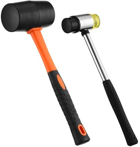 ThudCraft Juego de 2 mazos de goma resistentes | Martillos de 16 onzas y 35 mm para pisos, estacas de tienda de campaña, carpintería, manualidades y joyería