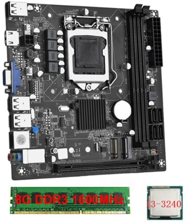 LOLPALONE ITX H61 Computer Motherboard +I3-3240 +1X8G DDR3 1600MHz RAM CPU LGA 1155 Support Up to 16GB RAM Slots 100M Network Card