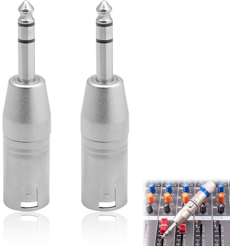 MxyVrix 2 Pièces Adaptateurs XLR vers Jack 6,35 mm, Adaptateur Jack 6,35 mm TS vers XLR, Adaptateurs TRS vers XLR, Adaptateur Mâle Jack vers 6,35 mm Male, pour Mixeurs et Haut-Parleurs