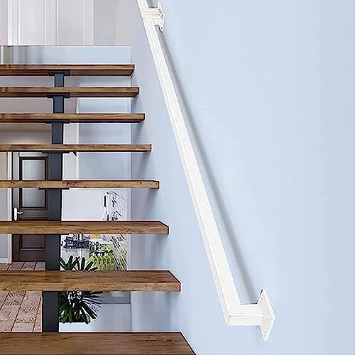 Weißer Handlauf für Treppen, komplettes Set mit Metall-Wandstütze, 280 cm lang, für Innen- und Außenbereich, Treppengeländer