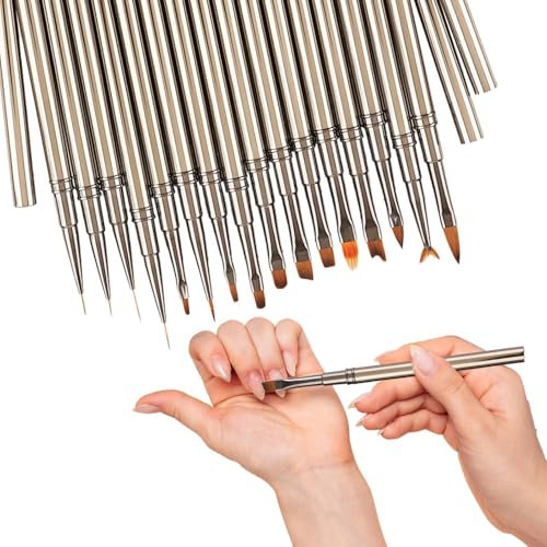 Lot de 16 pinceaux à ongles | Pinceaux de manucure pour femmes et filles salon à la maison
