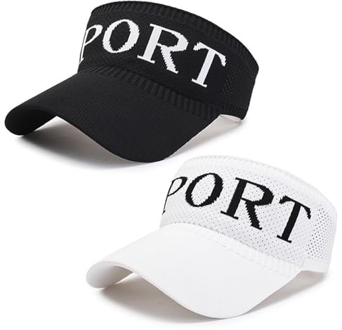 NHTJTHE Lot de 2 Casquettes d'été avec visière Solaire pour Tennis, Protection Solaire pour l'extérieur, Le Golf, Le Baseball, Le Tennis, Noir, M