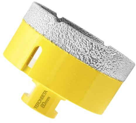 Teronbeta Punta per Trapano Diamantata 80mm, M14 Filetto Vacuum Brasato Foretto Sega a Tazza Diamantata per Piastrelle Porcellana Marmo Ceramica Granito