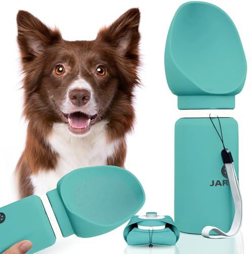 JARUKI - Bebedero Portátil Y Plegable para Perro. Botella De Agua para Viajes con Tu Perro. Accesorio Indispensable para Perros. Botella de Agua para Perros Capacidad 550 ml. Silicona (Turquesa)