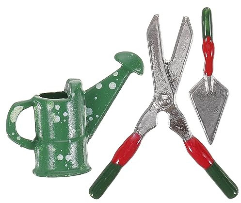 Generisch 1 Satz Puppenhaus-Werkzeuge klein Gießkanne Sprinkler Schwimmbad Miniatur Wasser für kinderspielzeug Garden Decor Mini-Gartenzubehör Schaufel für Minihaus Metall