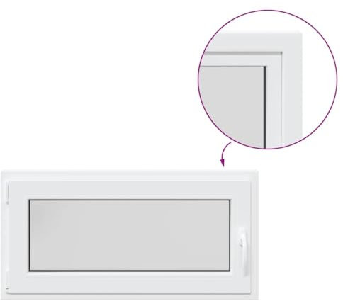 vidaXL Ventana de sótano RISOR 100x50 cm oscilobatiente DIN izquierda blanca