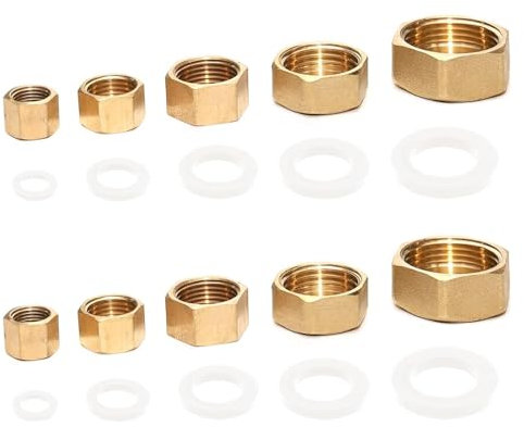 10PCS Brass Blanking Cap,Female Blanking Stop Cap with Washers Hex 1/8 1/4 3/8 3/4 1/2 Stop End Plumbing Fittings for Radiator Valve Pipe Fitting