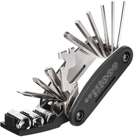 Fahrrad Reparatur Set, 16 in 1 Fahrrad-Multifunktionswerkzeug mit Reifenhebern, Fahrradwerkzeug Tool für Mountainbike, Faltbares Multifunktions Zubehör Set für Rennrad Mountainbike