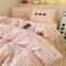 Covebett Pink Bows Duvet Cover Sets Double Size Pink White Grid Bowknot Washed Microfiber Bedding Set Aesthetic Girls Bow Checked Plaid Quilt Cover 200x200 with Zipper Closure and 2 Pillowcase 50x75cm