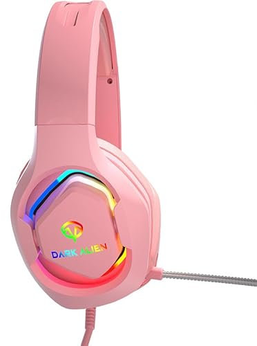 Casque de jeu filaire RVB avec micro antibruit, son surround 7.1 pour PC, ordinateur portable, PS4, PS5, lumière LED pour streaming FPS K-Song (rose)