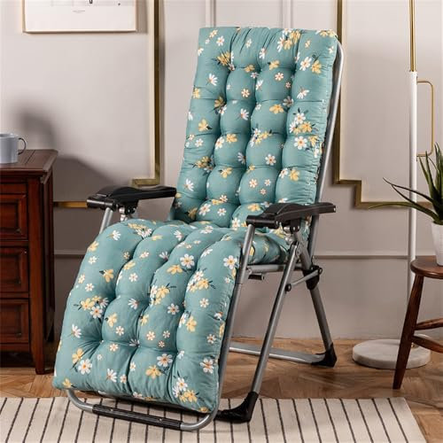 Highdi Coussin de Chaise Longue Jardin Exterieur, Coussin Bain de Soleil, Matelas Transat Pliable épais avec Sangles antidérapantes pour Terrasse Plage, Imprimé Moderne (Marguerite,120x48cm)