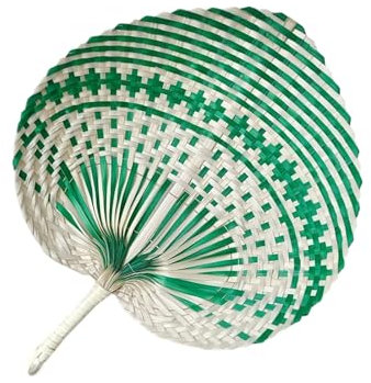 Lerpwige Abanico tejido a mano para decoración del hogar, estilo vintage, diseño para colgar en la pared, ventilador de mano para uso en interiores y exteriores
