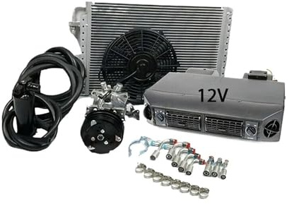 Treeligo - Kit De Compresor De Aire Acondicionado Universal For Coche, 12 V, For Debajo Del Salpicadero, For Coche, Camión, Furgoneta, Autocaravana, Tractor