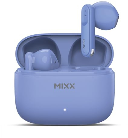 Mixx StreamBuds Switch A7 Silicone-Free True Wireless Earbuds – Bluetooth 5.4 In-Ear Headphones with USB-C Charging Case, 18H Playtime, Quick Charge, Touch Controls, Voice Assistant, (Sky Blue)
