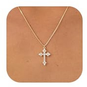 KINHOPI Kreuz Kette Damen, 14K Gold Vergoldet/925 Silber Plattiert Kreuz Anhänger mit Zirkonia Halskette Damen Schmuck Geschenke Frauen Mädchen