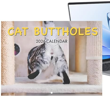 DAWCBVJQ Humorvoller Kalender | Monatlicher Lustiger Hintern Kunst Planer,Kalender Mit Katzen Po Motiven - Für Kinder Frauen Und Katzenliebhaber Für Wand Und Schreibtisch Als Neujahrsgeschenk