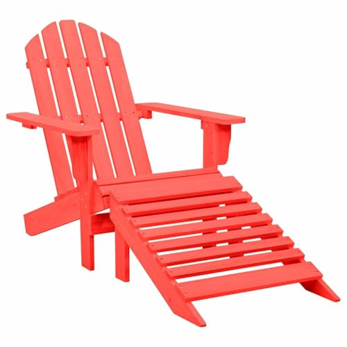Teenpull Adirondack-Gartenstuhl mit Fußstütze, Massivholz Tanne Rot, 70x147,5x88,5 cm, wetterfest, für Terrasse & Garten