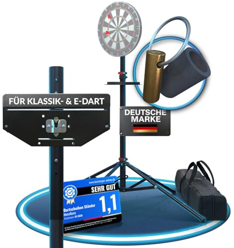 Heimfleiss® Dartscheibe Ständer für Klassiche & Elektro Dartboards | Freistehender Dartständer aus stabilem Stahl | Dart Ständer höhenverstellbar & faltbar | Dartständer für Dartscheibe | Dart Zubehör