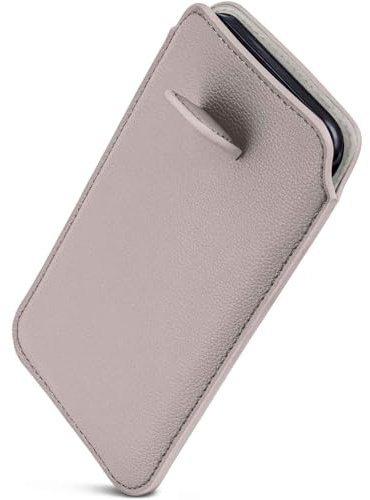 ONEFLOW Liberty Case für iPhone 17 Handy Einsteckhülle mit Rückzugfunktion, PU Leder Handytasche, Schutzhülle mit Lasche, Sleeve Etui Hülle zum Einstecken, Hellgrau
