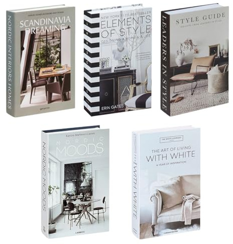 Alyxen 5 Stück Faltbar Deko Bücher, Coffee Table Book Set, Mode Fake Bücher für Heimdekor, Ästhetische Chic Faux Buch Set für Regale Büro Bibliothek Room Dekor (5, Stil A)