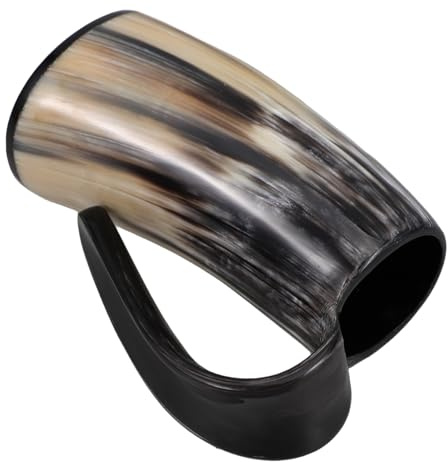 TOYANDONA Chope à Bière Viking de Corne, Grosse Capacité 200 Ml, Gobelet Rustique en Corne avec Base Petite Taille, Mug de Fête Médiéval pour Soirées à Thème et Décoration Intérieure