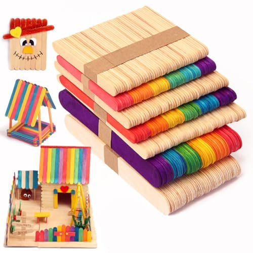 PRETYZOOM 250 Holz Eisstäbchen zum Basteln Splitterfrei mit Glatter Oberfläche für Kinderhandwerk Schule und Partykunst