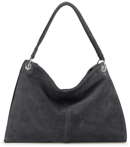 Caspar Elegante Wildleder Handtasche Damen Leder Schultertasche Crossbody Bag Umhängetasche aus hochwertigem Veloursleder - PREMIUM LINE - Modell No.838 - Made in Italy