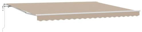 Owoxanthellate Tenda da sole elettrica con braccio articolato, beige, 450 x 300 cm, tenda da parete motorizzata con telecomando e manovella, robusta tenda da esterno in poliestere, per terrazza e