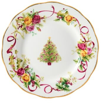 Royal Albert Old Country Roses Christmas Tree Salad Plate, 8-Inch