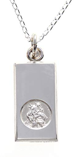 Alexander Castle 925 Sterling Silber Heiliger Christophorus Barren Anhänger Halskette - 20mm x 10mm St Christopher mit 18 Sterling Silber Kette & Schmuck Geschenk-Box