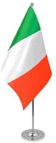 Bandiera italiana da tavolo in raso di alta qualità, 22,5 x 15 cm, asta e base non inclusa