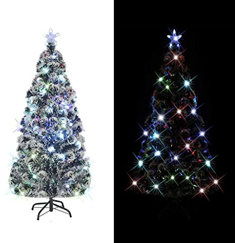 vidaXL Vorbeleuchteter Weihnachtsbaum Tannenbaum Weihnachtsdekoration Kunstbaum Weihnachtsdeko Christbaum mit Ständer und LED 210 cm Fiberoptik