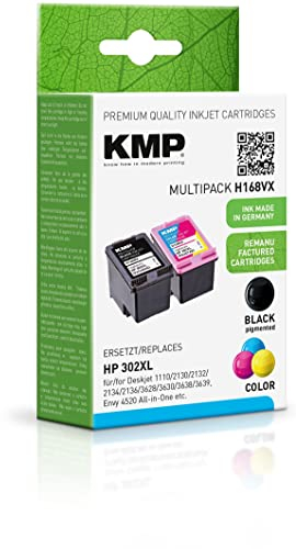 KMP Tintenpatrone passend für HP 302XL (F6U68AE, F6U67AE) Multipack - H168VX - für Deskjet 1110 2130 2132 2134 2136 3628 3630 3638 3639, Envy ... etc.