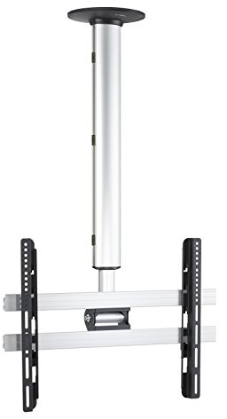 Universal TV Deckenhalterung | 42-65 Zoll bis 50 kg | bis VESA bis 600x400 | höhverstelbar 74-130 cm | TV Halterung 360 Grad schwenkbar drehbar und 15 Grad neigbar | Fernseher Halter – CM4