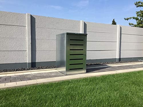 Srm-Design Mülltonnenbox Easy Modell No.6 für 120 Liter Mülltonnen/komplett Verzinkt/witterungsbeständig / mit Klappdeckel und Fronttür