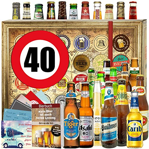 Geschenk 40. Männer - Biere der Welt 24x - Bier Geschenk - Box - Weihnacht Kalender Bier 2024 2025