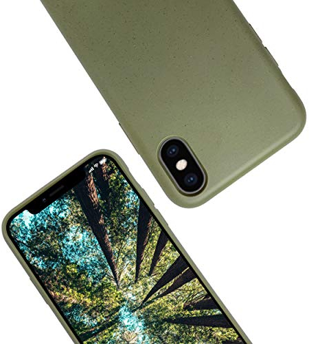 eplanita Bio iPhone XS/X Hülle, Pflanzenfaser, Fallschutz Cover, Langlebig und Nachhaltig (Khaki, iPhone XS/X)