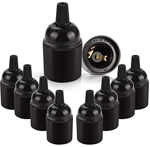DiCUNO E27 Lampenfassung, Bakelit Renovierfassung, Edison Retro-Sockel, Lampenhalter für Glühbirnen, Tischlampen, Pendelleuchten, 4A, 250V, hitzebeständig bis 180℃, 10er Pack