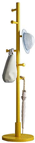 WFENG Appendiabiti da terra, Attaccapanni in Massello con 3 Pali Gimovibili e 6 Ganci/d'oro / 34×163cm