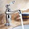 Umisu Robinet Rétro de Lavabo Évier en Laiton Céramique Robinet Antique Vintage Mitigeur Robinet d'Eau Froide/Chaude Remplacement Décoration pour Cuisine Salle de Bain Argent