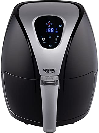 Cuisinier Deluxe Heißluftfritteuse 2,4 Liter 1300/1500 Watt Timer und Digitalanzeige Cuisiner Deluxe, schwarz silber, 8711252180519